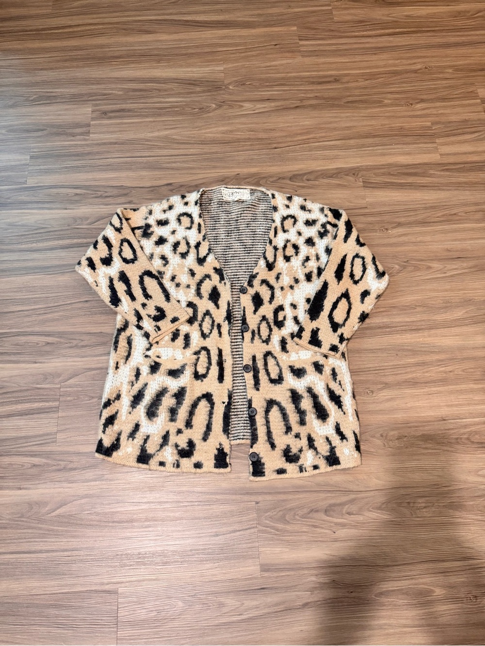 Pink Martini Leopard Print Button-Front Cardigan - Tan/Black XS